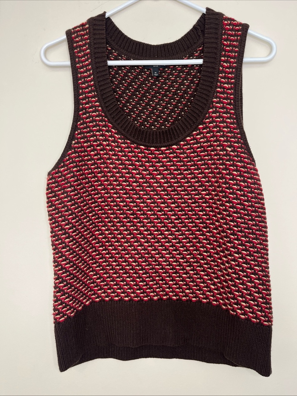 Talbots Red Brown Sweater Vest Angora Womens Petite Medium Academia Preppy